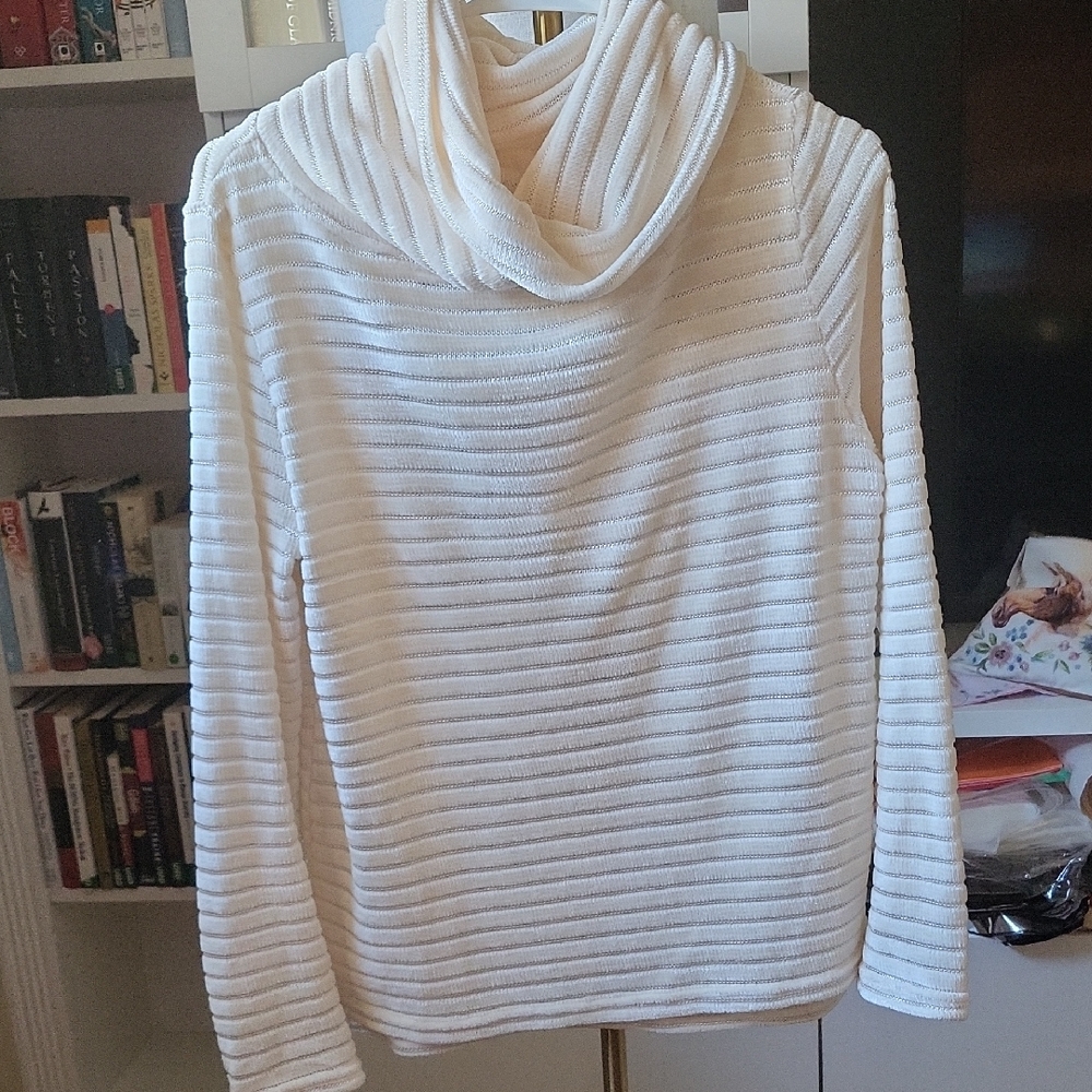 Elegant White Cowl Neck Sweater